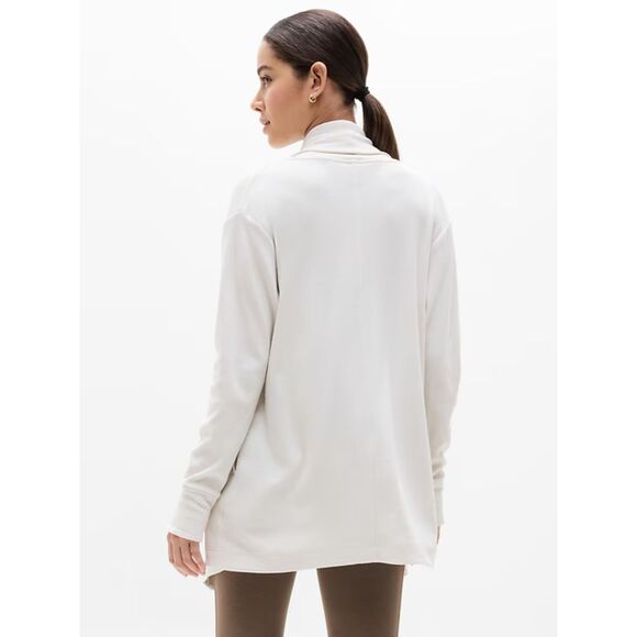 ATHLETA Cream Beige Pranayama Restore Rib Knit Wrap Cardigan Sweater Size XXS - Picture 3 of 12